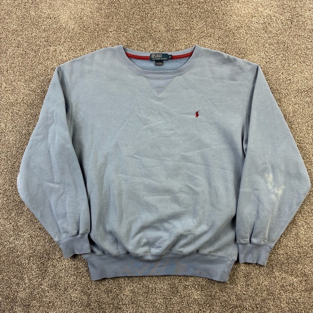 Vintage Polo Ralph Lauren Sweatshirt‎ Mens Medium Blue Crewneck Small Pony Logo